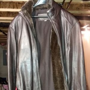 Leather fur  jacket